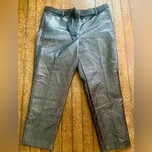 A pair of Loft silver metallic cropped pants